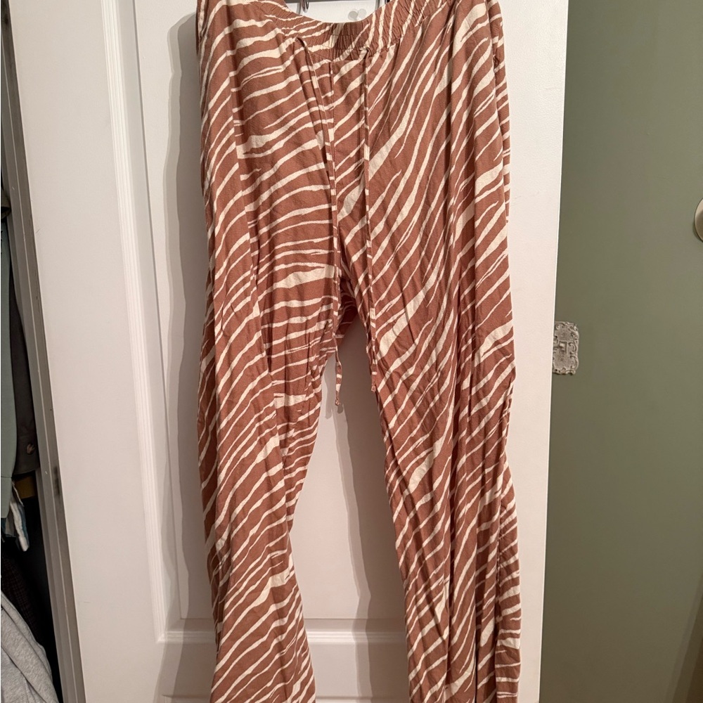 a new day Brown and White Striped Wide Leg Pants